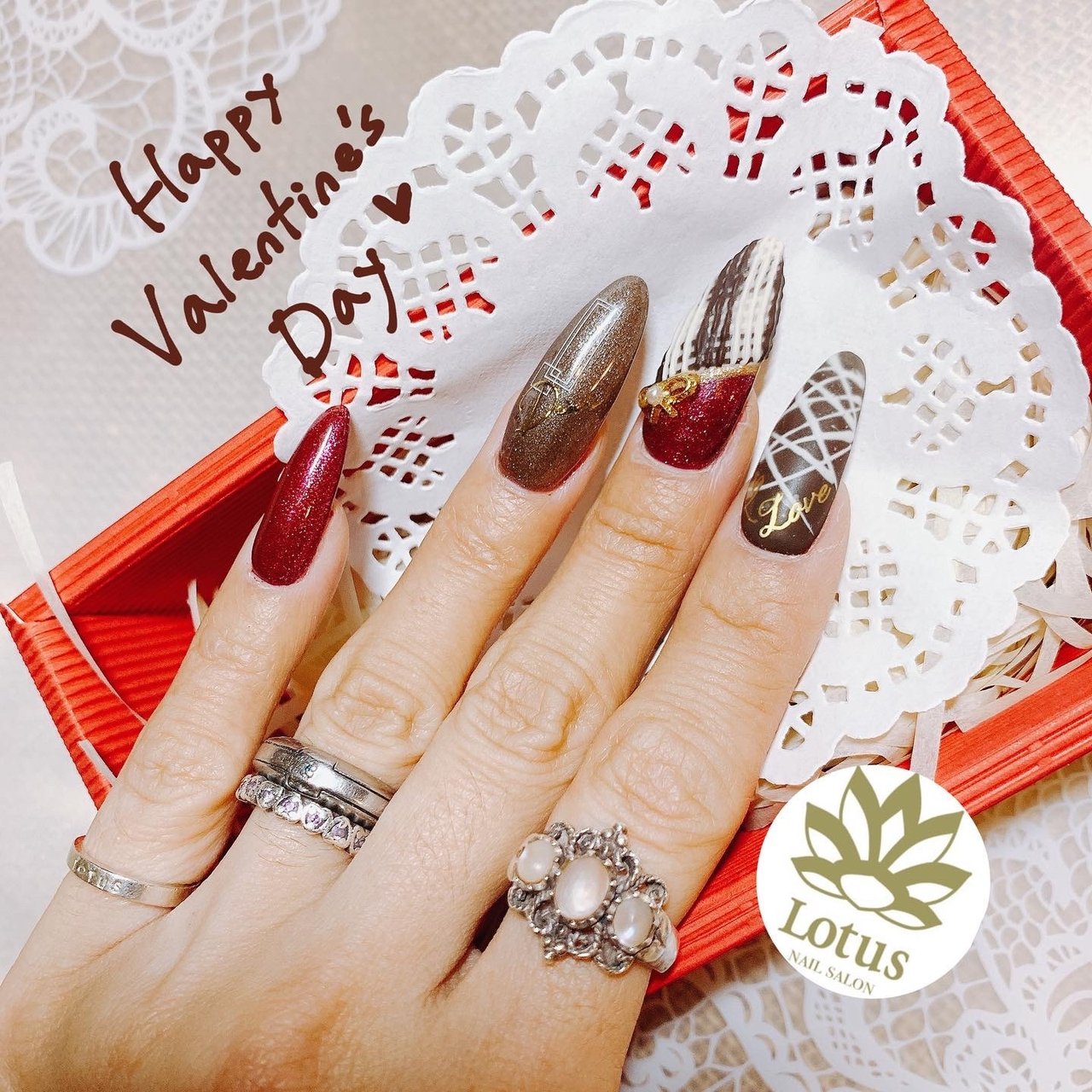 バレンタイン ハンド 3d デコ バイカラー Nail Salon Lotus ゆかのネイルデザイン No ネイルブック