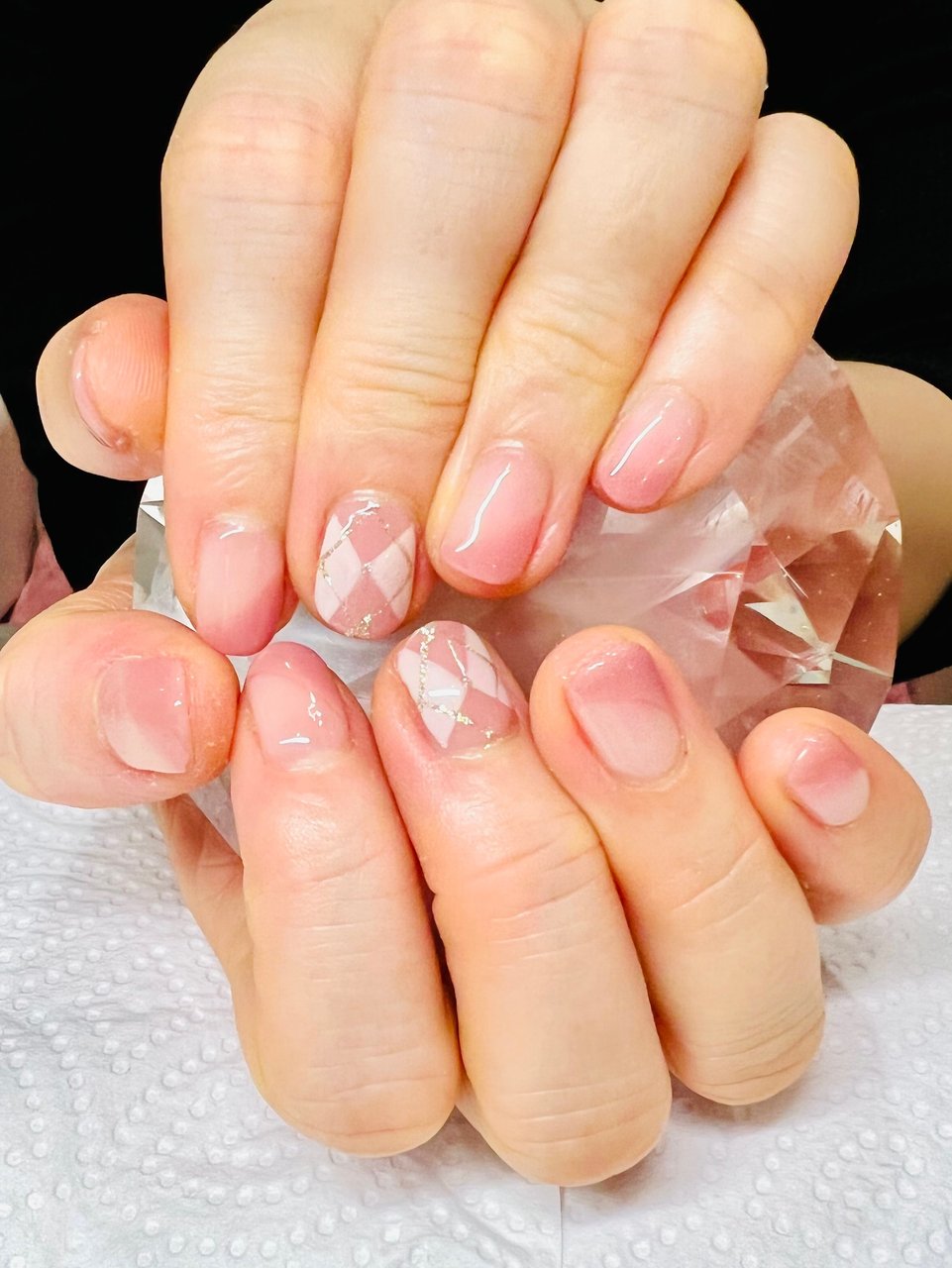 冬 ハンド 変形フレンチ アーガイル ショート ル リアンのネイルデザイン No ネイルブック