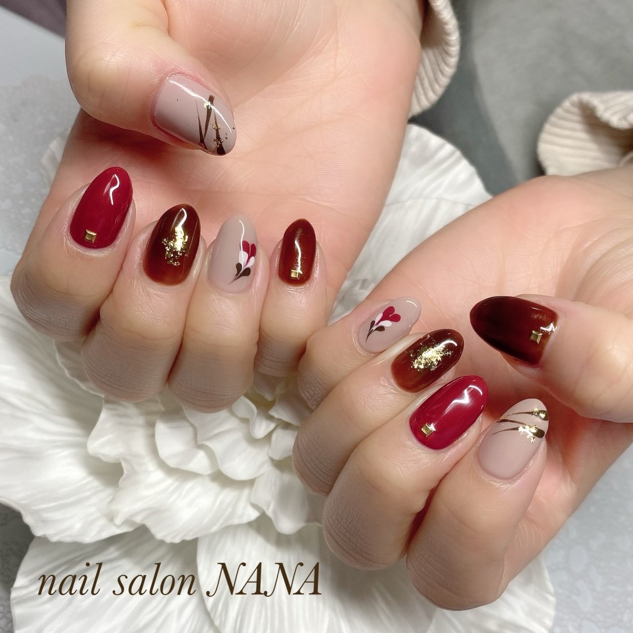 秋 冬 バレンタイン ハンド ワンカラー Nail Salon Nanaのネイルデザイン No ネイルブック