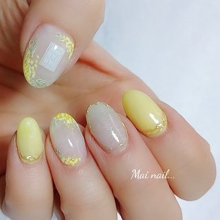 ラメ イエロー セルフネイルのネイルデザイン ネイルブック