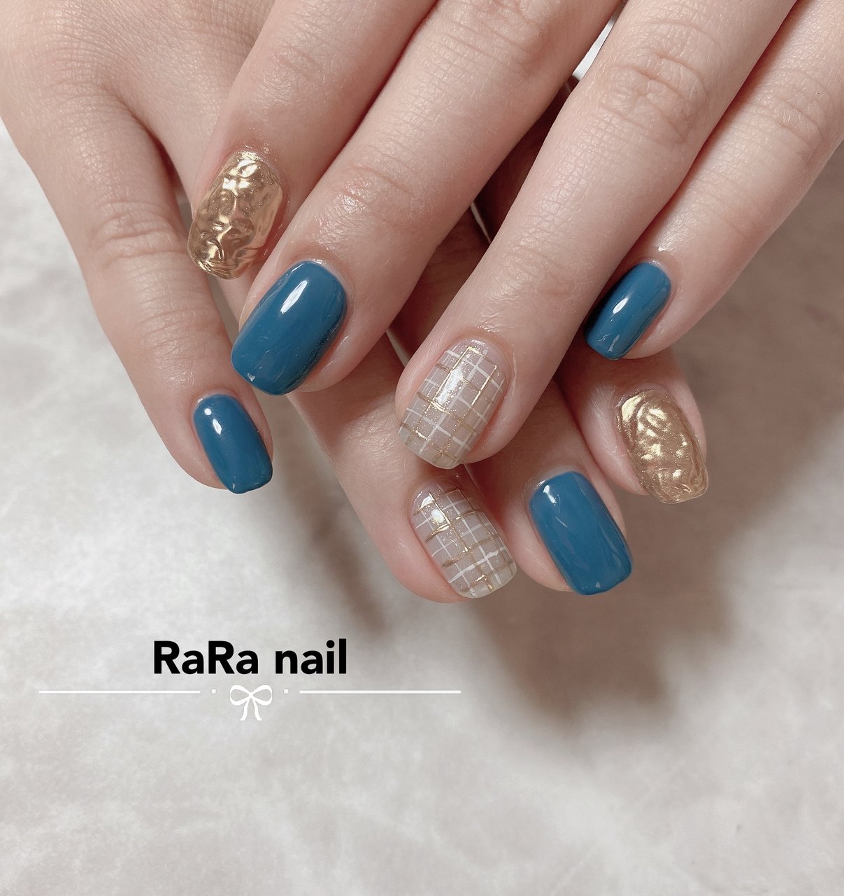 春 ハンド ワンカラー チェック ミラー Rara Nailのネイルデザイン No ネイルブック