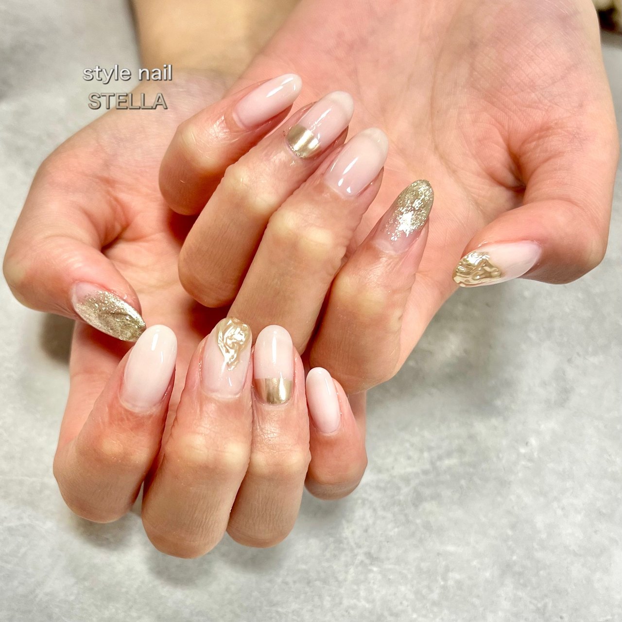 オールシーズン ハンド ラメ ニュアンス ミラー Style Nail Stellaのネイルデザイン No ネイルブック