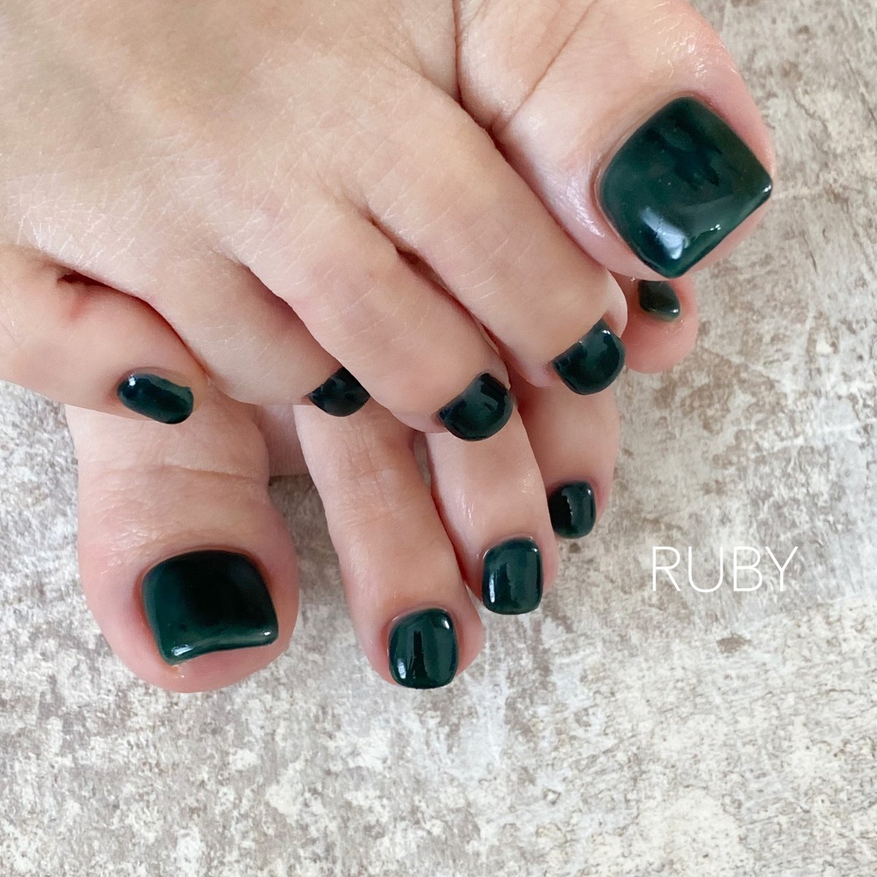 冬 フット ワンカラー グリーン ペディキュア Ruby Nail07のネイルデザイン No ネイルブック