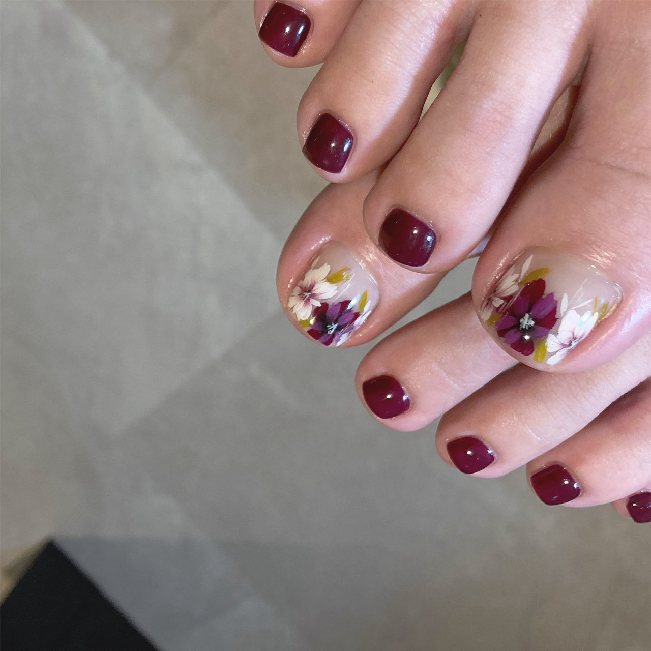 オールシーズン フット フラワー パープル ジェルネイル Nail Salon Faire Mikiのネイルデザイン No ネイルブック