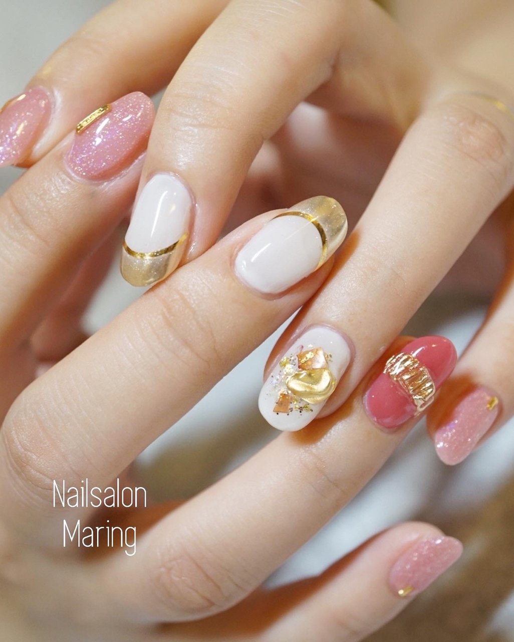 冬 ハンド フレンチ シェル ミディアム Nailsalon Maring マリング のネイルデザイン No ネイルブック