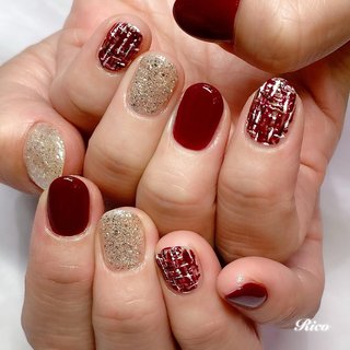 22年 新着順 赤ツイードネイルのネイルデザイン ネイルブック