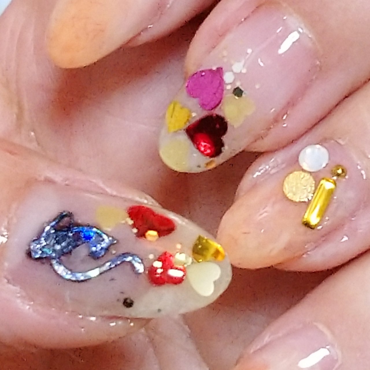 春 ホログラム ハート クリア ピンク ひよたんままのネイルデザイン No ネイルブック