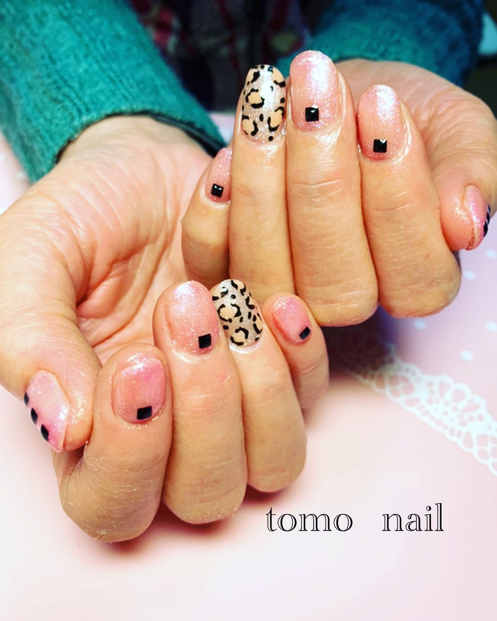 ハンド レオパード ショート ピンク ジェルネイル To Mo Ko 530のネイルデザイン No ネイルブック