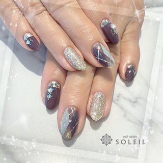 パープル グレー スモーキーのネイルデザイン ネイルブック