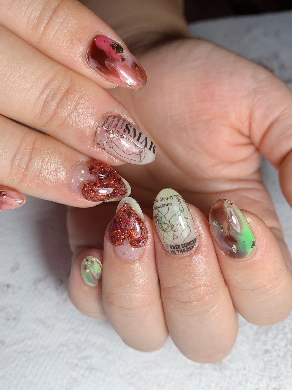 ピンク レッド グリーン Un Sourireのネイルデザイン No ネイルブック