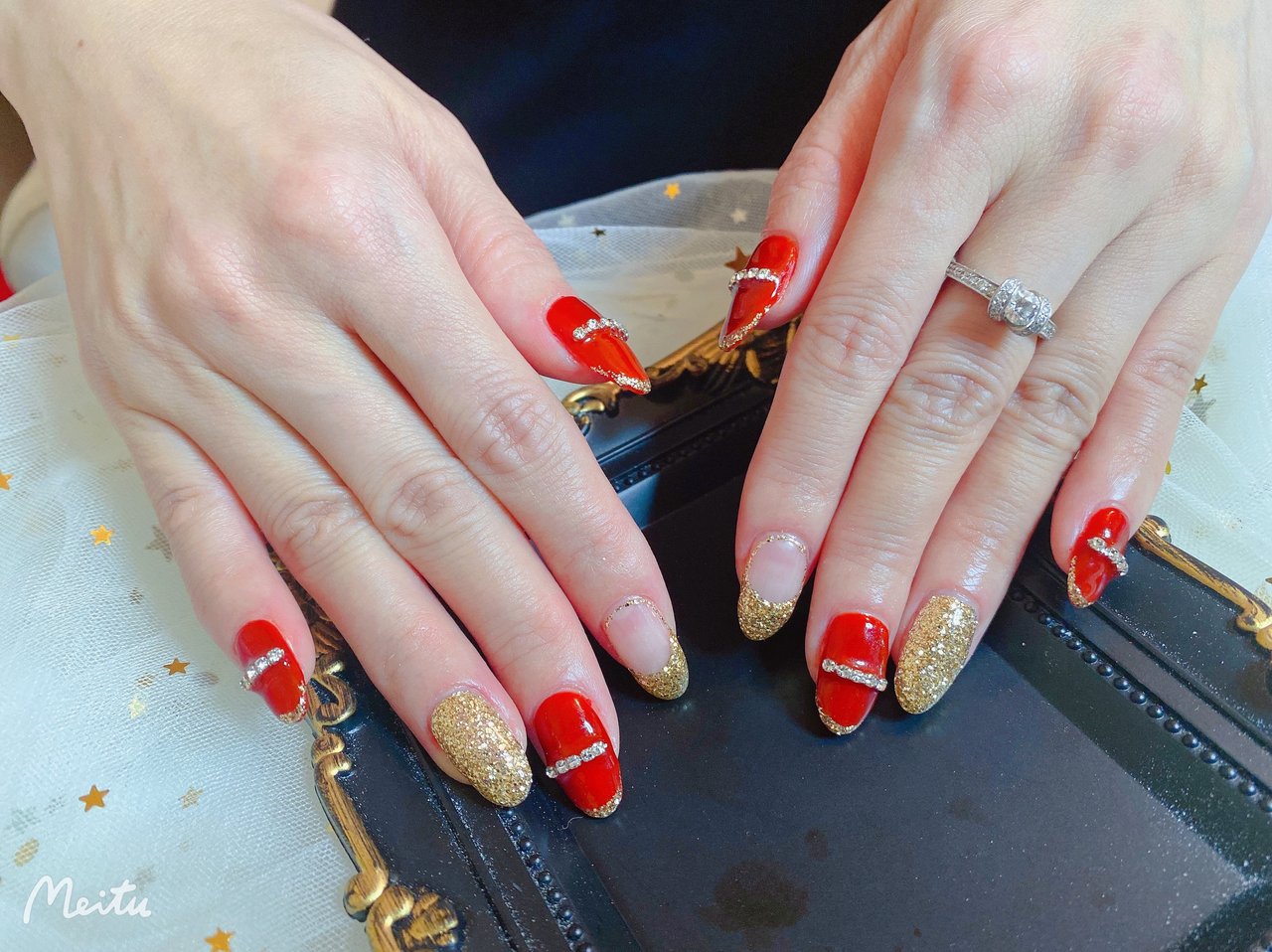 レッド ゴールド ジェルネイル パンダ Nail 川崎のネイルデザイン No ネイルブック