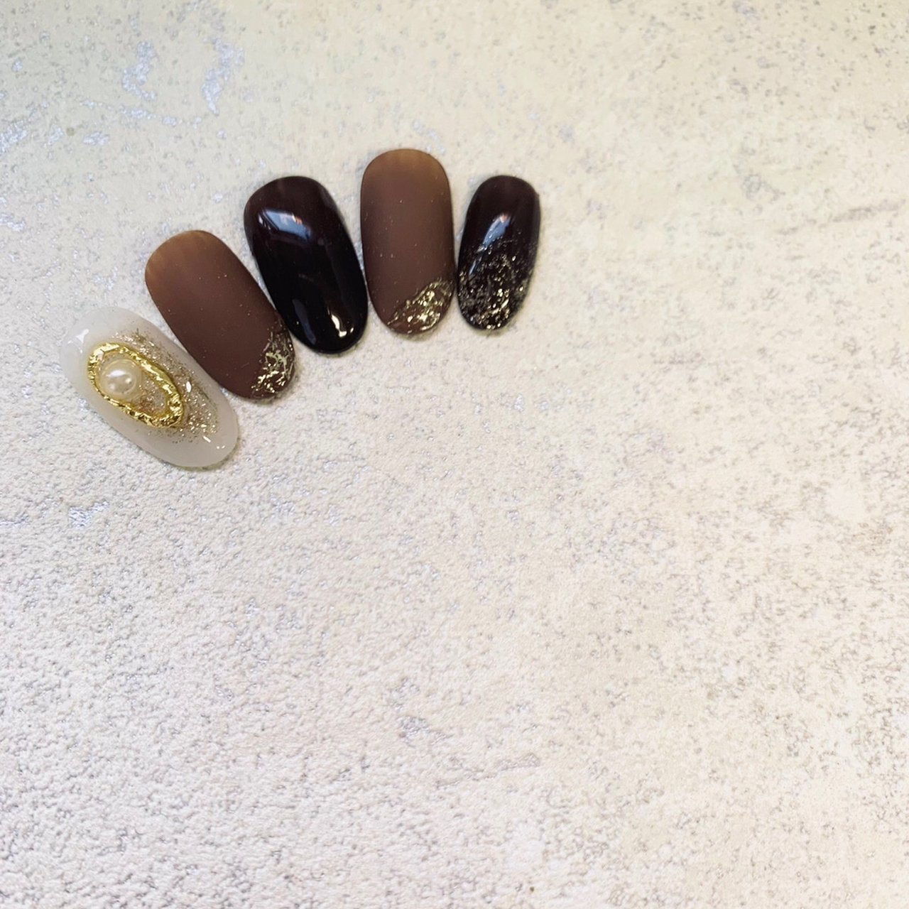 ホワイト ブラウン ゴールド A Styleのネイルデザイン No ネイルブック