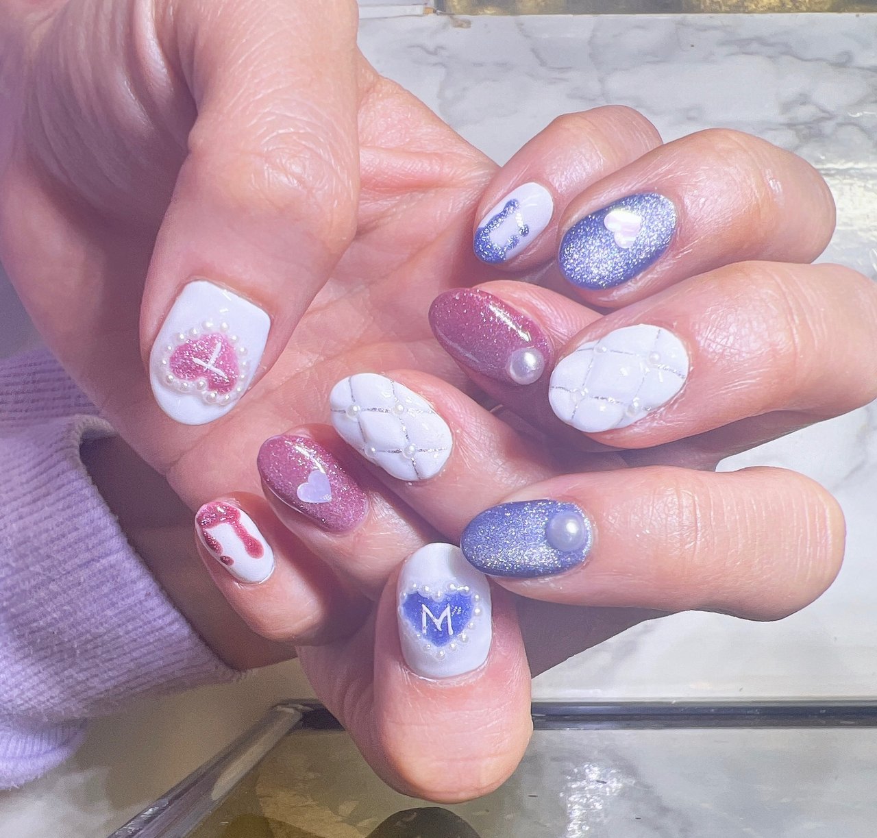 ハンド ホワイト ピンク 水色 ごりちんのネイルデザイン No ネイルブック