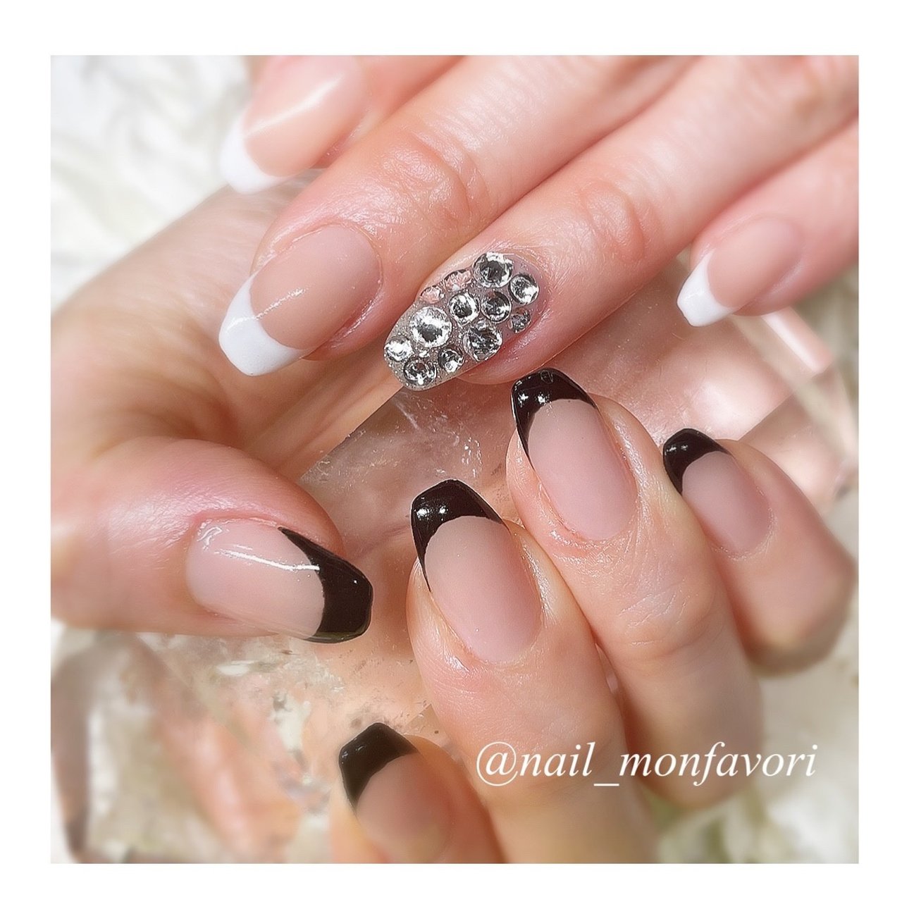 オールシーズン オフィス 女子会 ハンド フレンチ Monfavori モンファボリ のネイルデザイン No ネイルブック