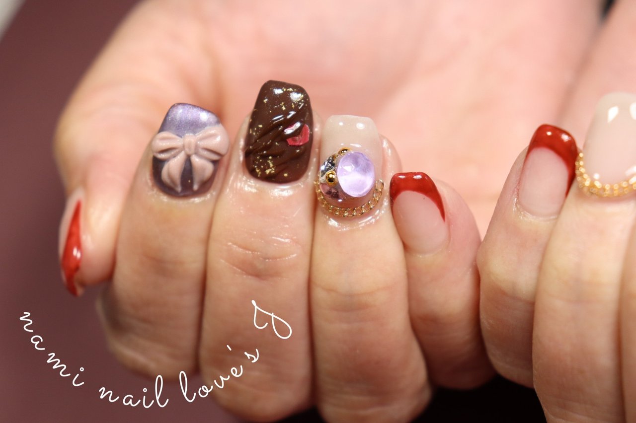 冬 バレンタイン ブライダル ハンド ビジュー Private Nail Salon Nami Nail Love S J のネイル デザイン No ネイルブック