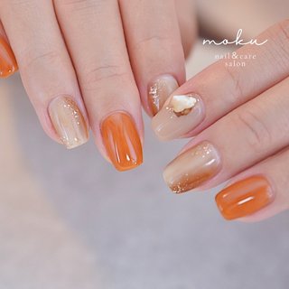 キャメルオレンジのネイルデザイン ネイルブック