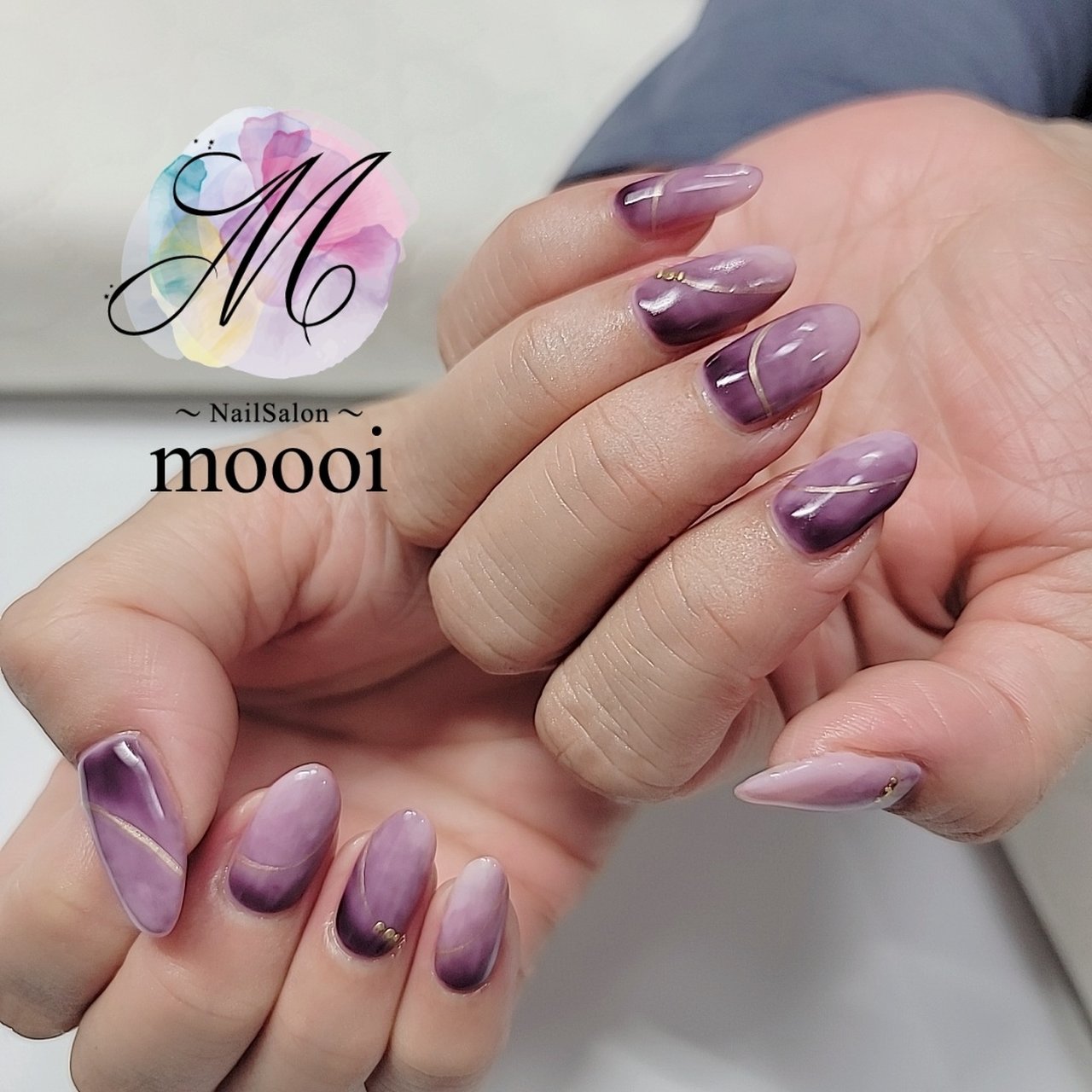 オールシーズン ハンド グラデーション ミディアム パープル Nailsalon Moooiのネイルデザイン No ネイル ブック