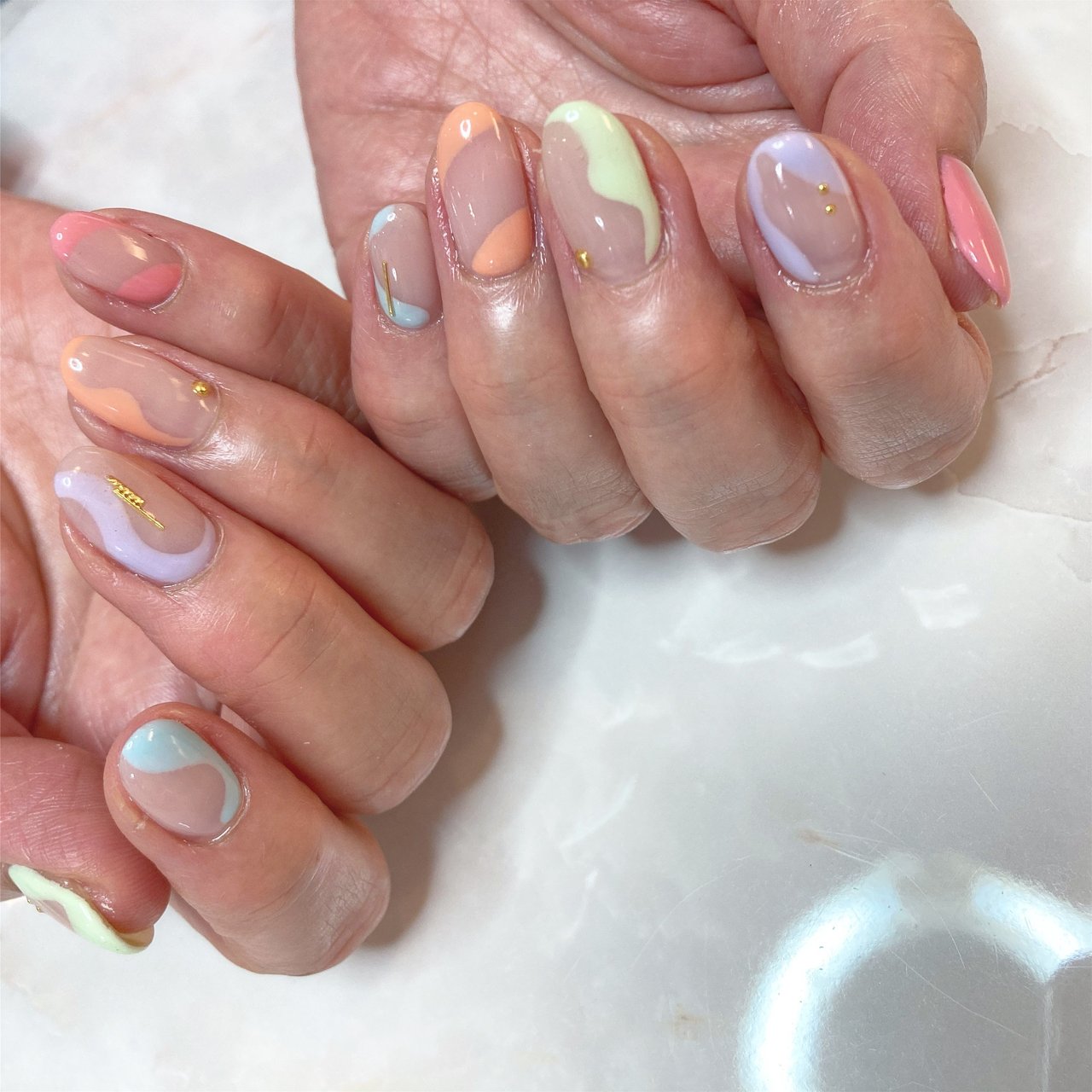 オールシーズン パーティー ハンド ニュアンス ミディアム Nail Salon Faire Mikiのネイルデザイン No ネイルブック