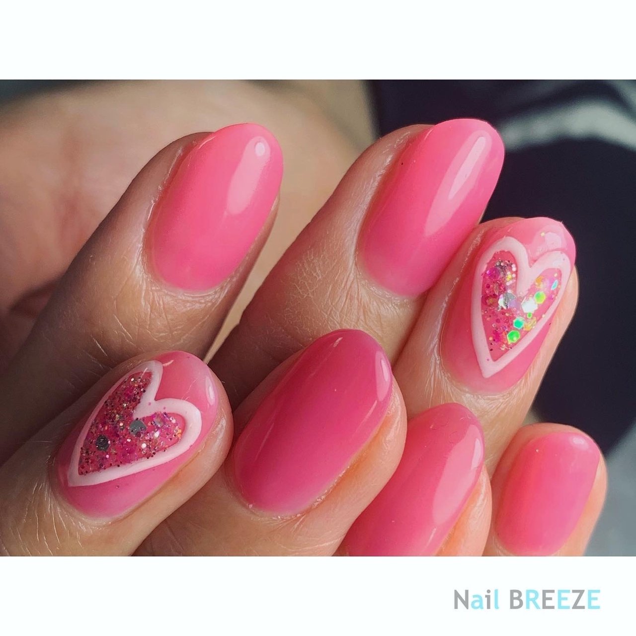 オールシーズン バレンタイン ハンド ハート ピンク Nail Breezeのネイルデザイン No ネイルブック