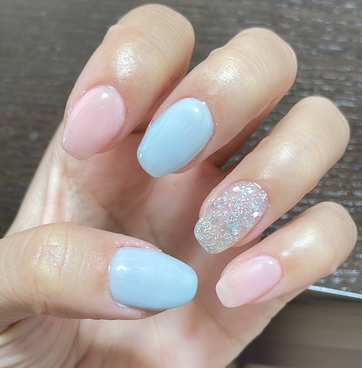 ハンド ラメ ミディアム ピンク 水色 Koyo 54のネイルデザイン No ネイルブック