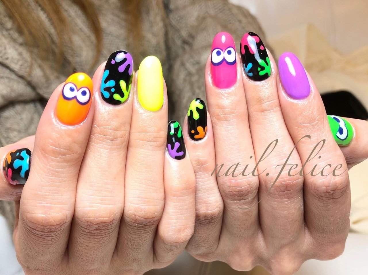 夏 オールシーズン ハンド キャラクター ミディアム Nail Feliceのネイルデザイン No ネイルブック