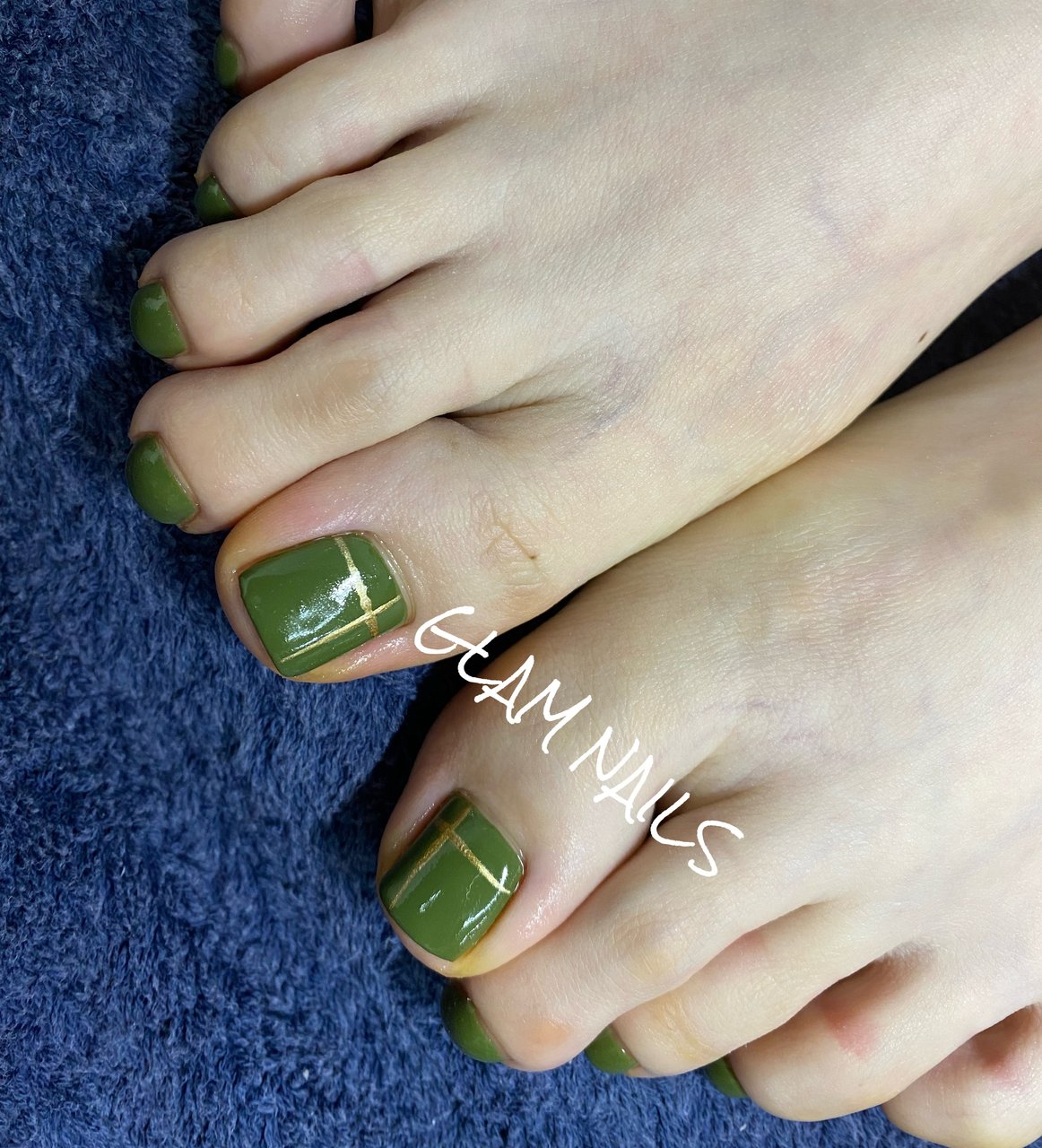 オールシーズン フット シンプル ショート グリーン Asami Glam Nのネイルデザイン No ネイルブック