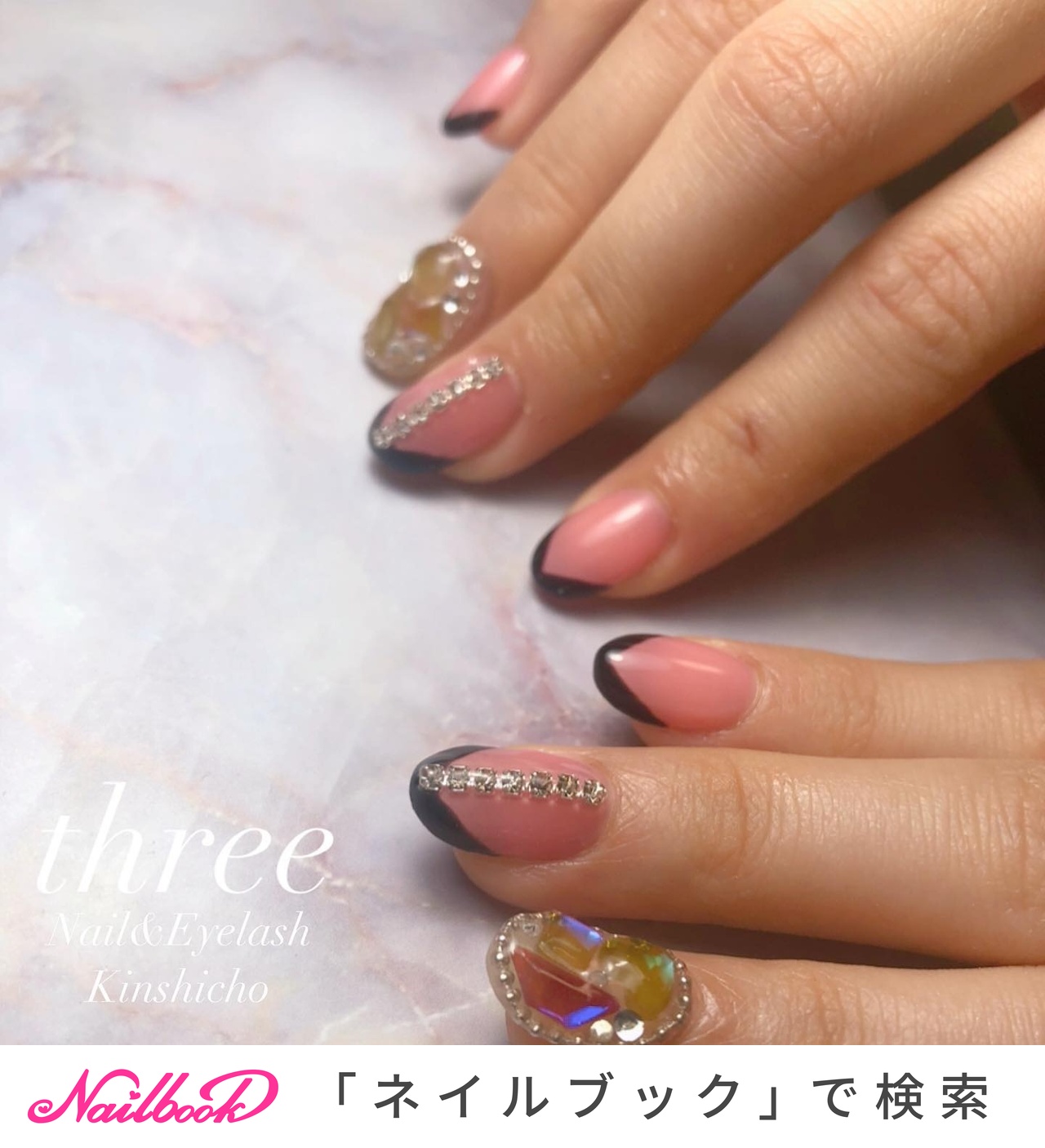 黒ピンクネイルのネイルデザイン ネイルブック