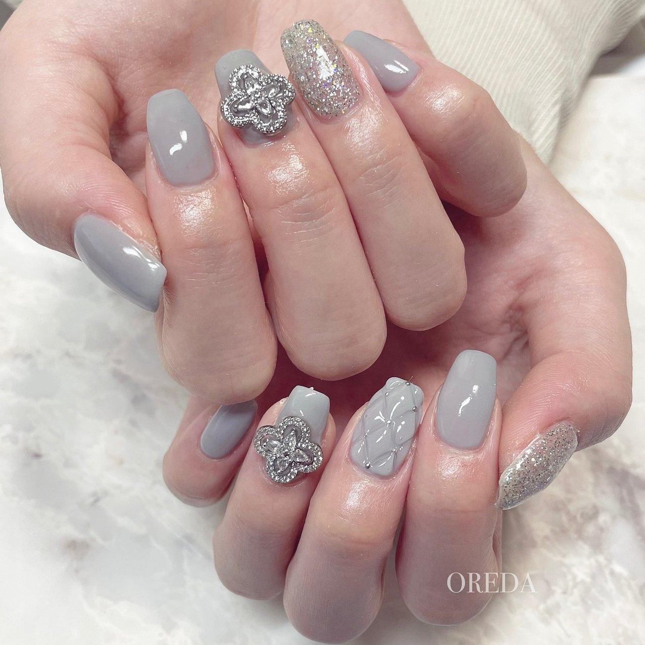 グレー/シルバー - oreda_nailsalonのネイルデザイン[No.7060777