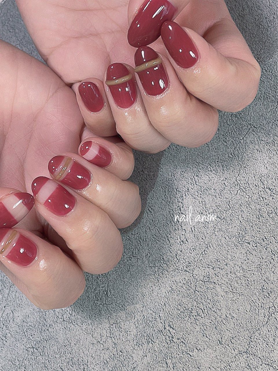 秋 冬 ハンド ショート ボルドー Nail Animのネイルデザイン No ネイルブック