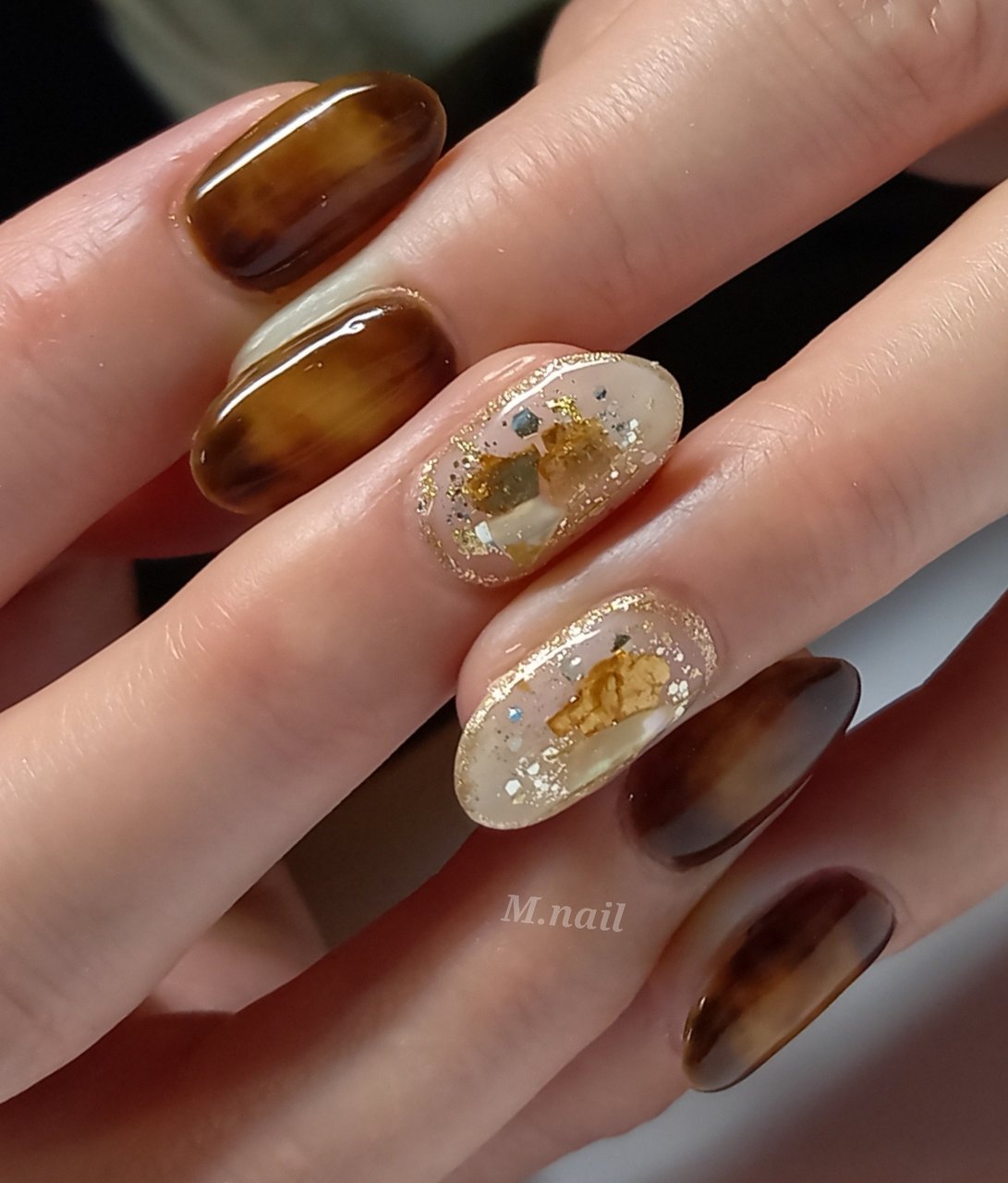秋 冬 ハンド ラメ べっ甲 まこのネイルデザイン No ネイルブック