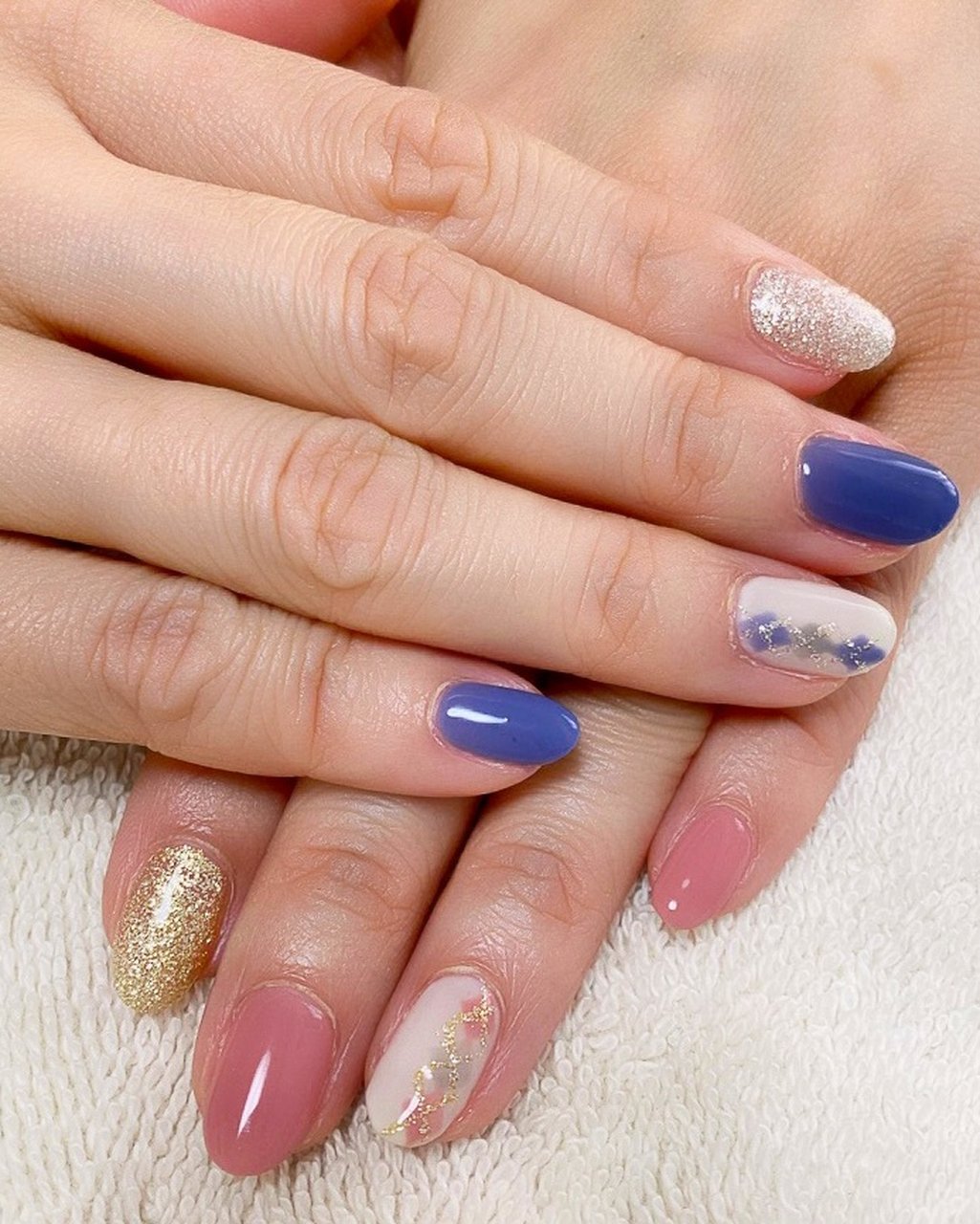 春 冬 ピンク ブルー お客様 No Juのネイルデザイン No ネイルブック