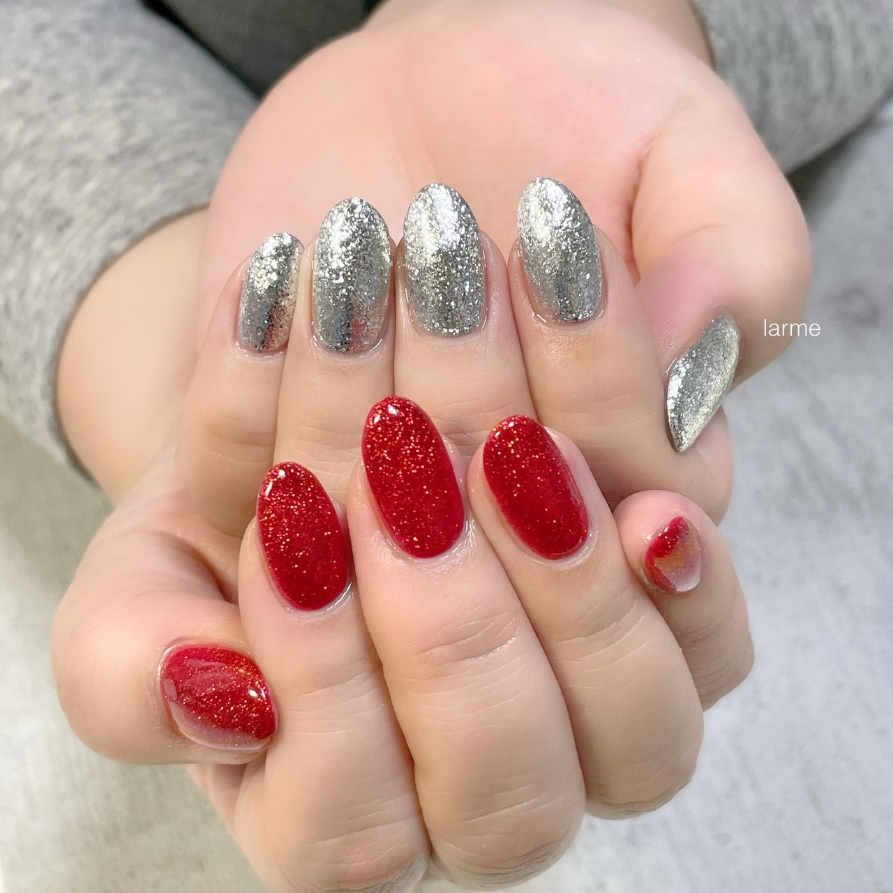 ハンド レッド シルバー Nailroomlarmeのネイルデザイン No ネイルブック