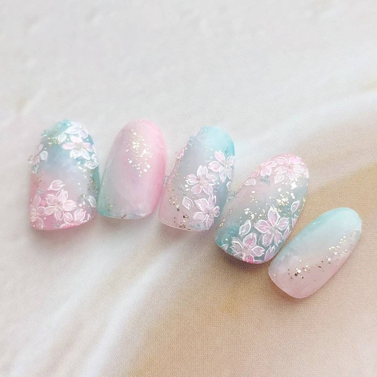 ネイルチップ 現品 オーダー かわいい 春 夏 卒業式 入学式 花 桜 91aa0c1ead80d1c3f49435db71c5db
