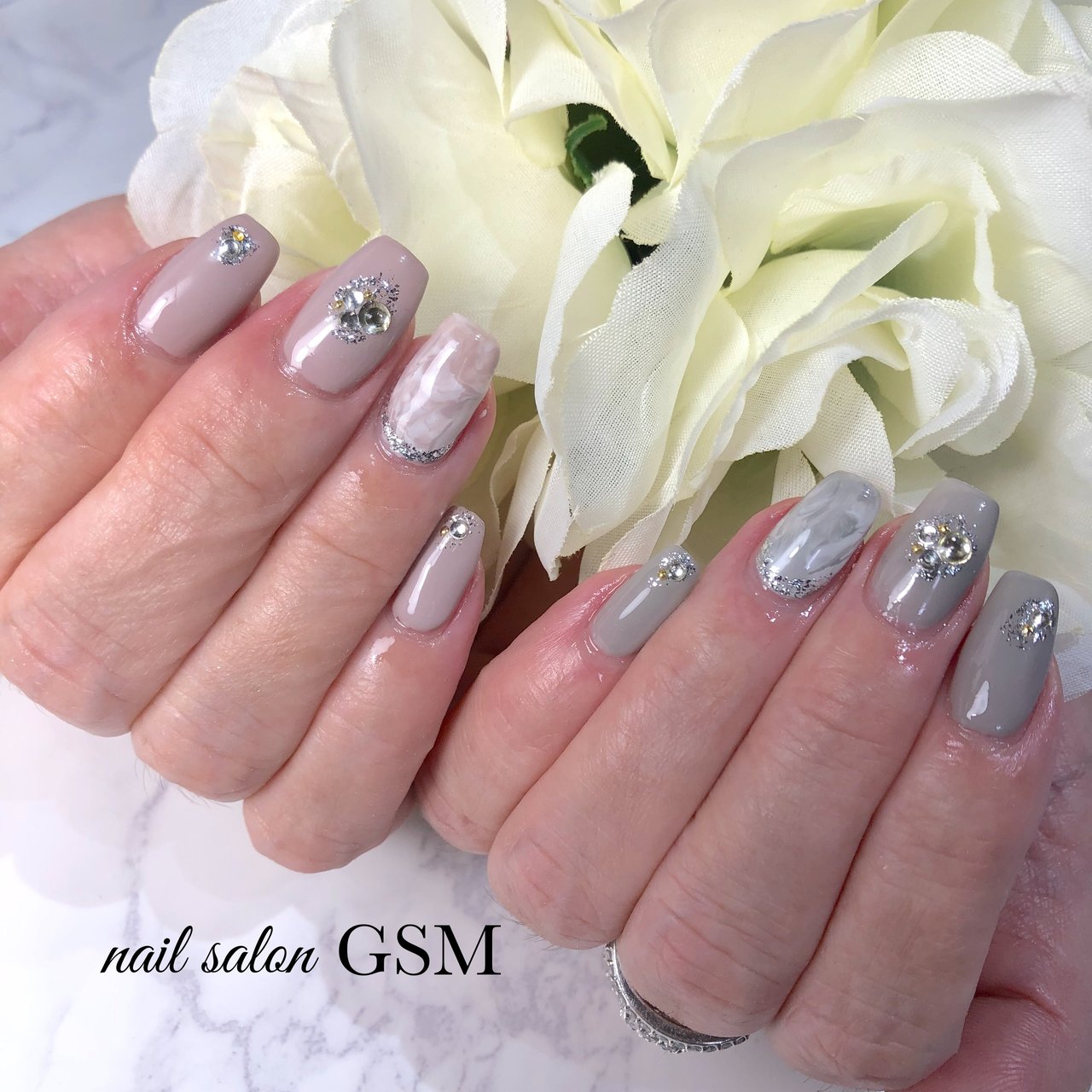 オールシーズン ハンド シンプル ワンカラー マーブル Nail Salon Gsmのネイルデザイン No ネイルブック