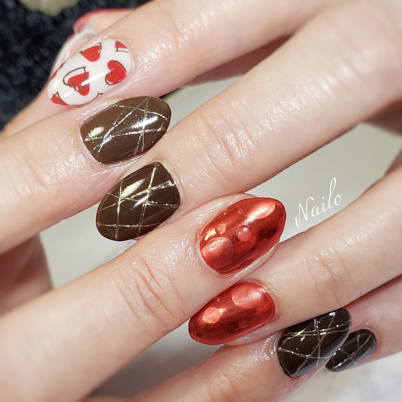 バレンタイン 女子会 ワンカラー ハート スイーツ Nailsalon Nailoのネイルデザイン No ネイルブック