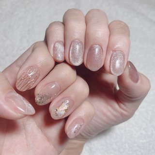 ベージュ ピンク セルフネイルのネイルデザイン ネイルブック