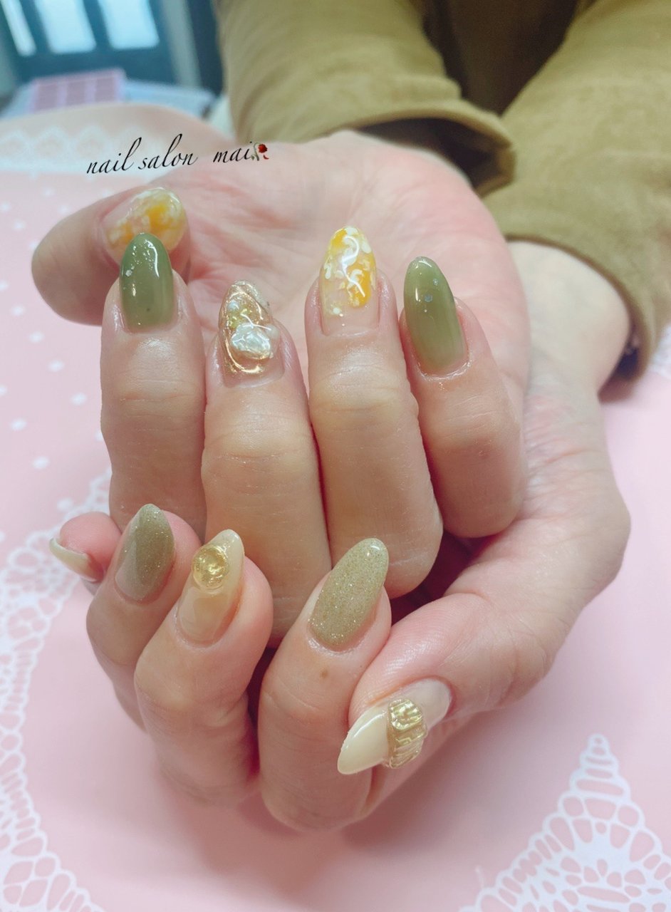 ハンド イエロー グリーン ジェルネイル お客様 まいのネイルデザイン No ネイルブック