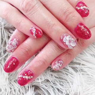 フラワー 派手ネイルのネイルデザイン ネイルブック