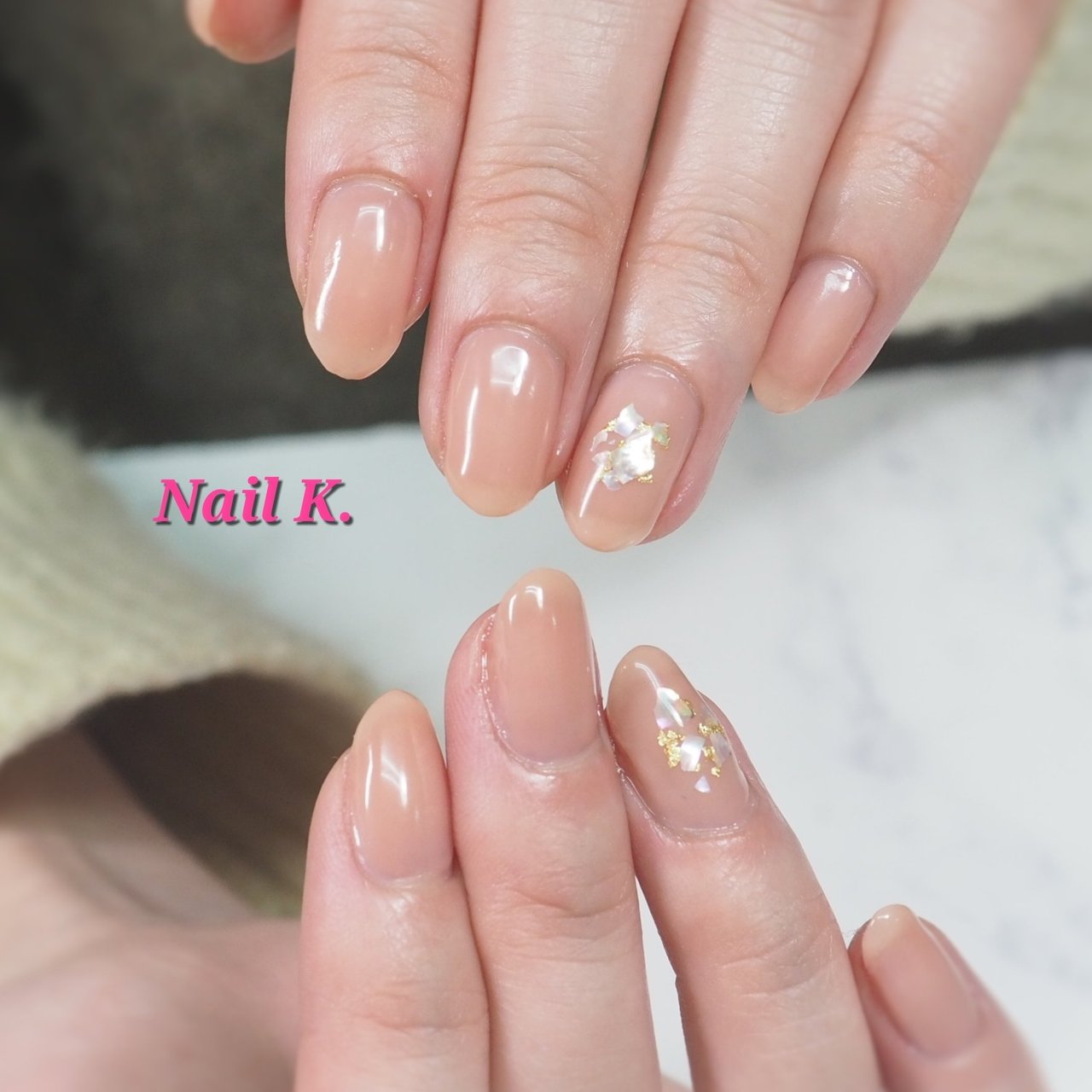 シンプル シェル ピンク オレンジ ジェルネイル Nail K のネイルデザイン No ネイルブック