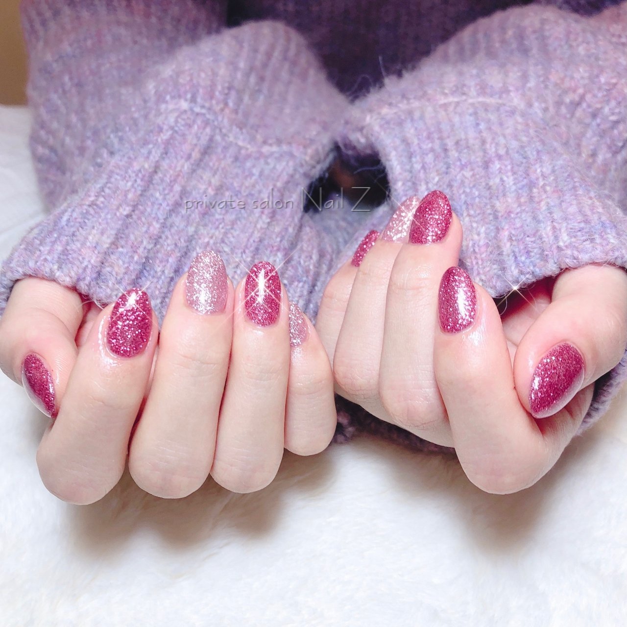 ハンド ラメ ミディアム ピンク ジェルネイル Nail Z ネイルジー のネイルデザイン No ネイルブック