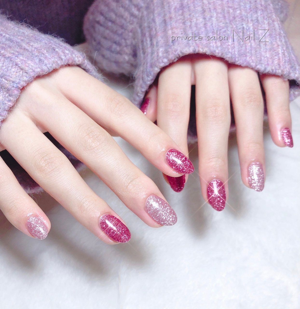 ハンド ラメ ミディアム ピンク ジェルネイル Nail Z ネイルジー のネイルデザイン No ネイルブック