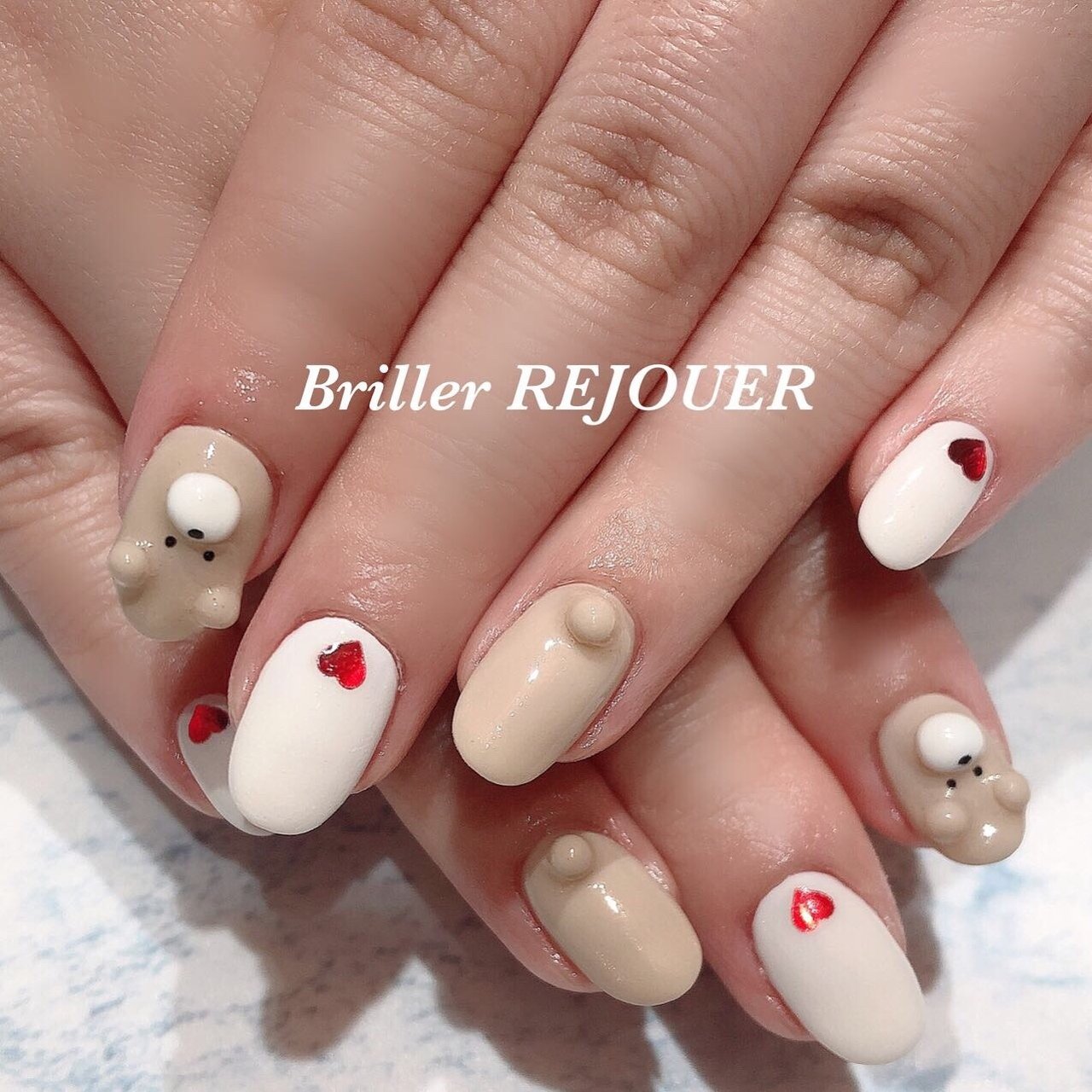 【着画あり】くまネイル　アーガイル柄ネイル　癒しネイル　シンプルネイル くまさんnail🐻💗☁️ #ジェル #ジェルネイル #スカルプチュア
