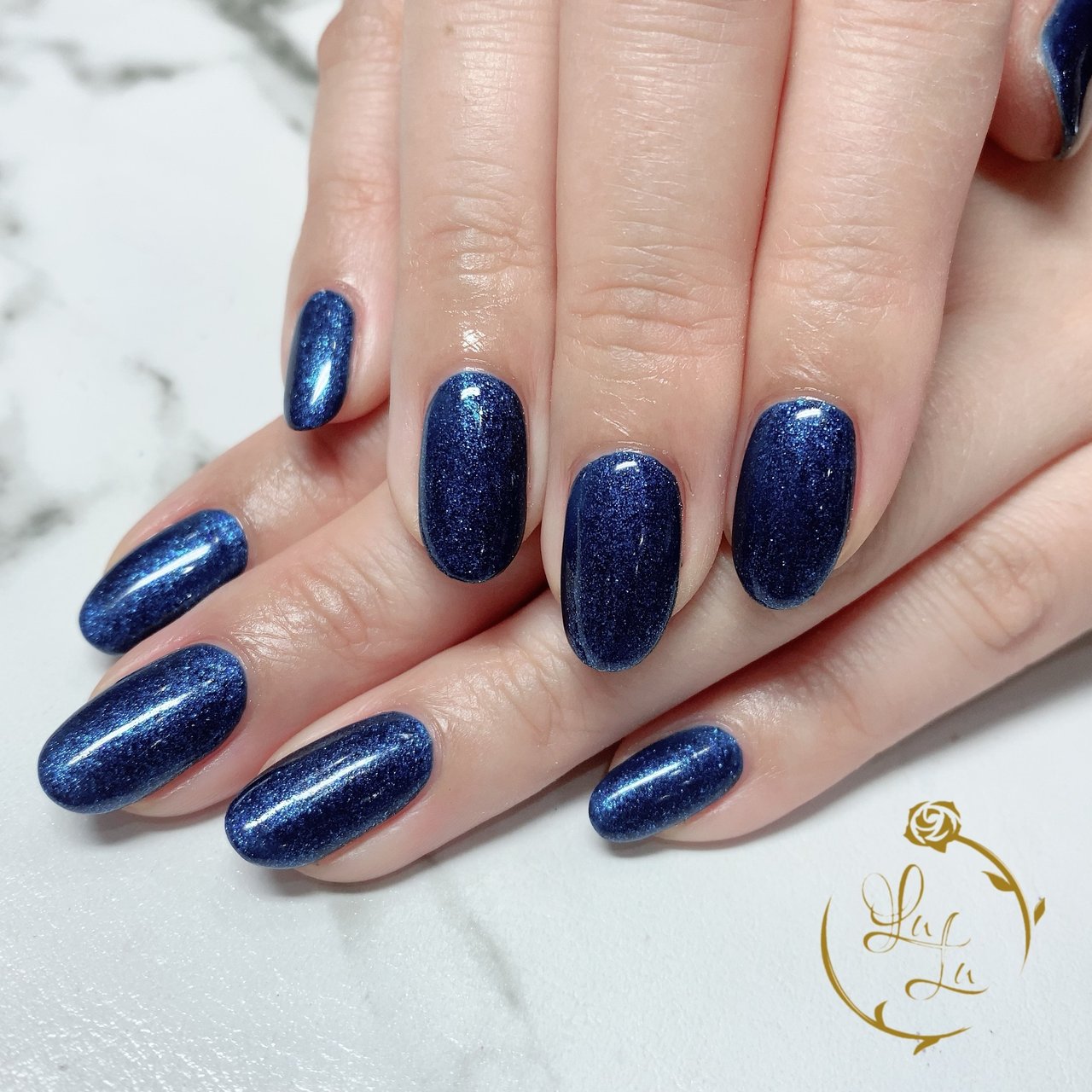 ハンド ワンカラー ブルー ネイビー ジェルネイル Luxul ルズール のネイルデザイン No ネイルブック