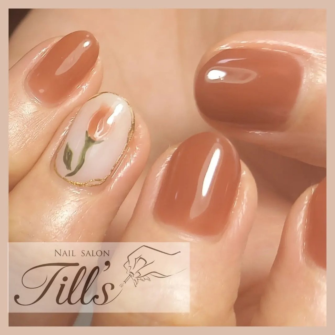 オールシーズン ハンド シンプル フラワー アンティーク Tills Nail のネイルデザイン No ネイルブック