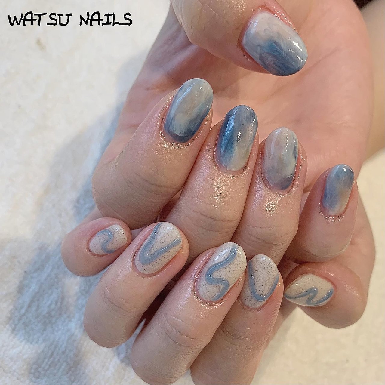 オールシーズン ハンド ニュアンス ミディアム ホワイト Watsunailsのネイルデザイン No ネイルブック