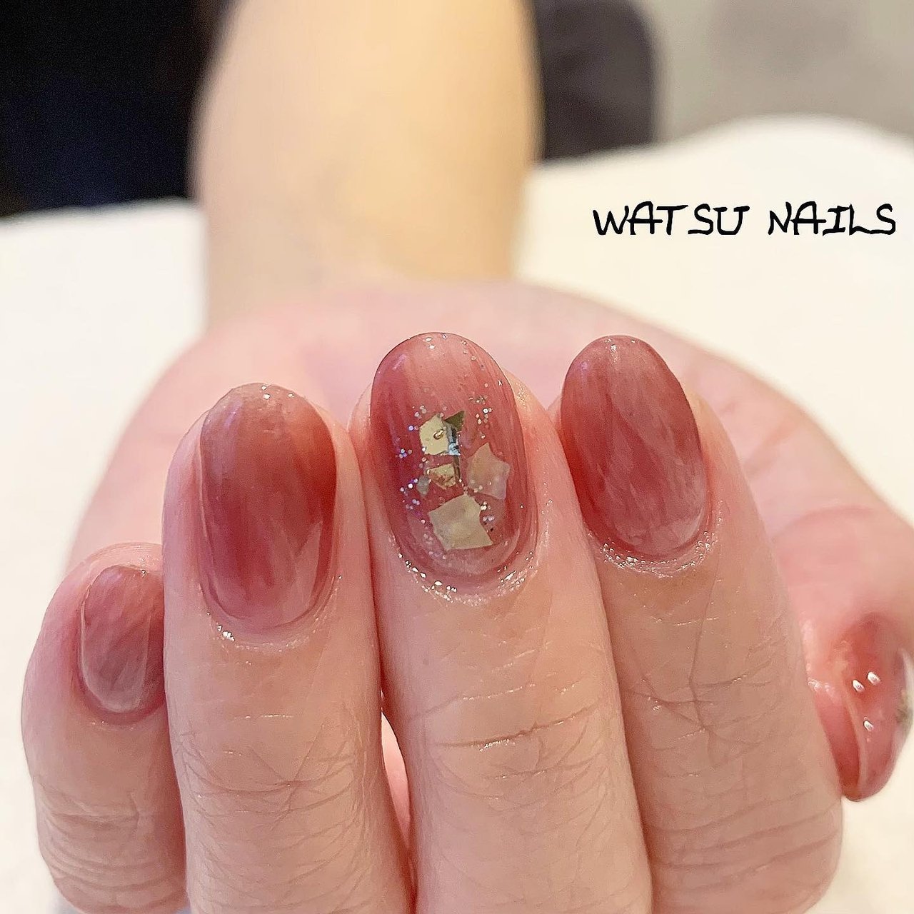 オールシーズン ハンド ニュアンス マーブル ミディアム Watsunailsのネイルデザイン No ネイルブック