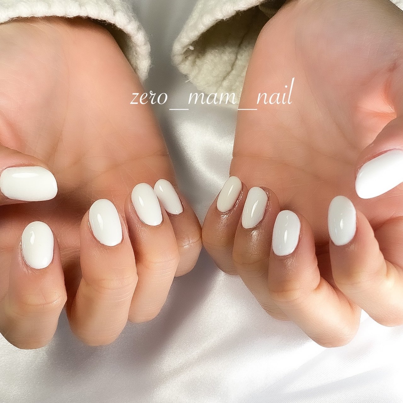 オールシーズン/ハンド/ワンカラー/ショート/ホワイト - zero_mam_nail