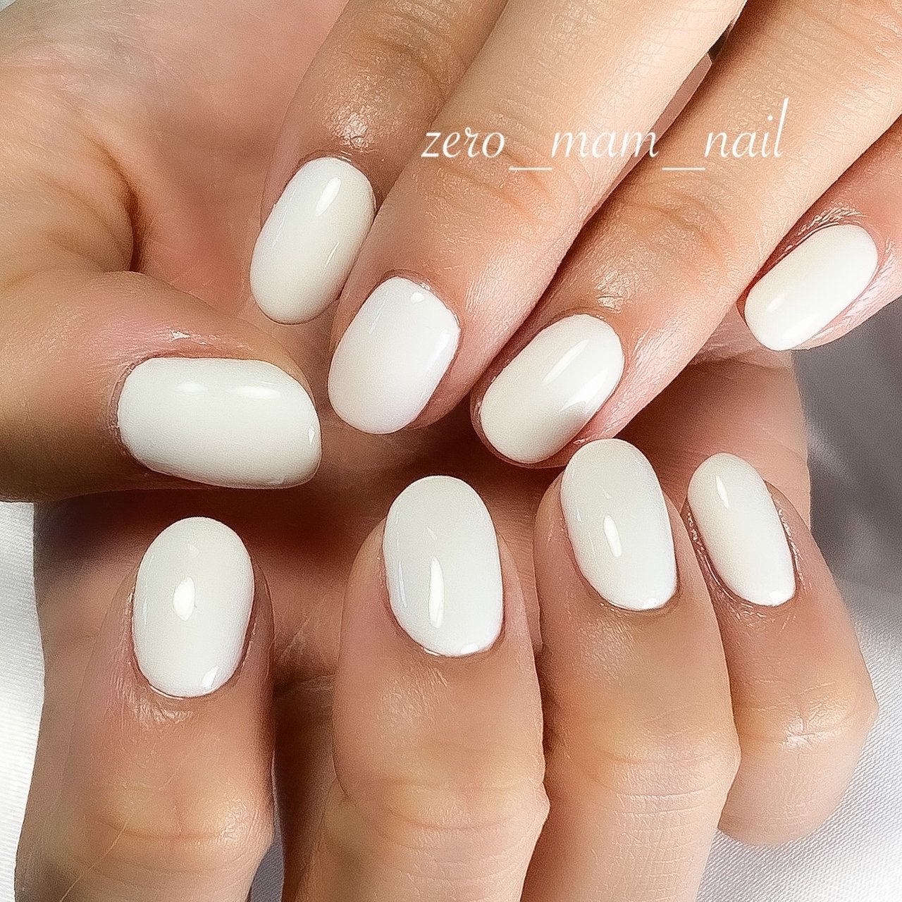 オールシーズン/ハンド/ワンカラー/ショート/ホワイト - zero_mam_nail