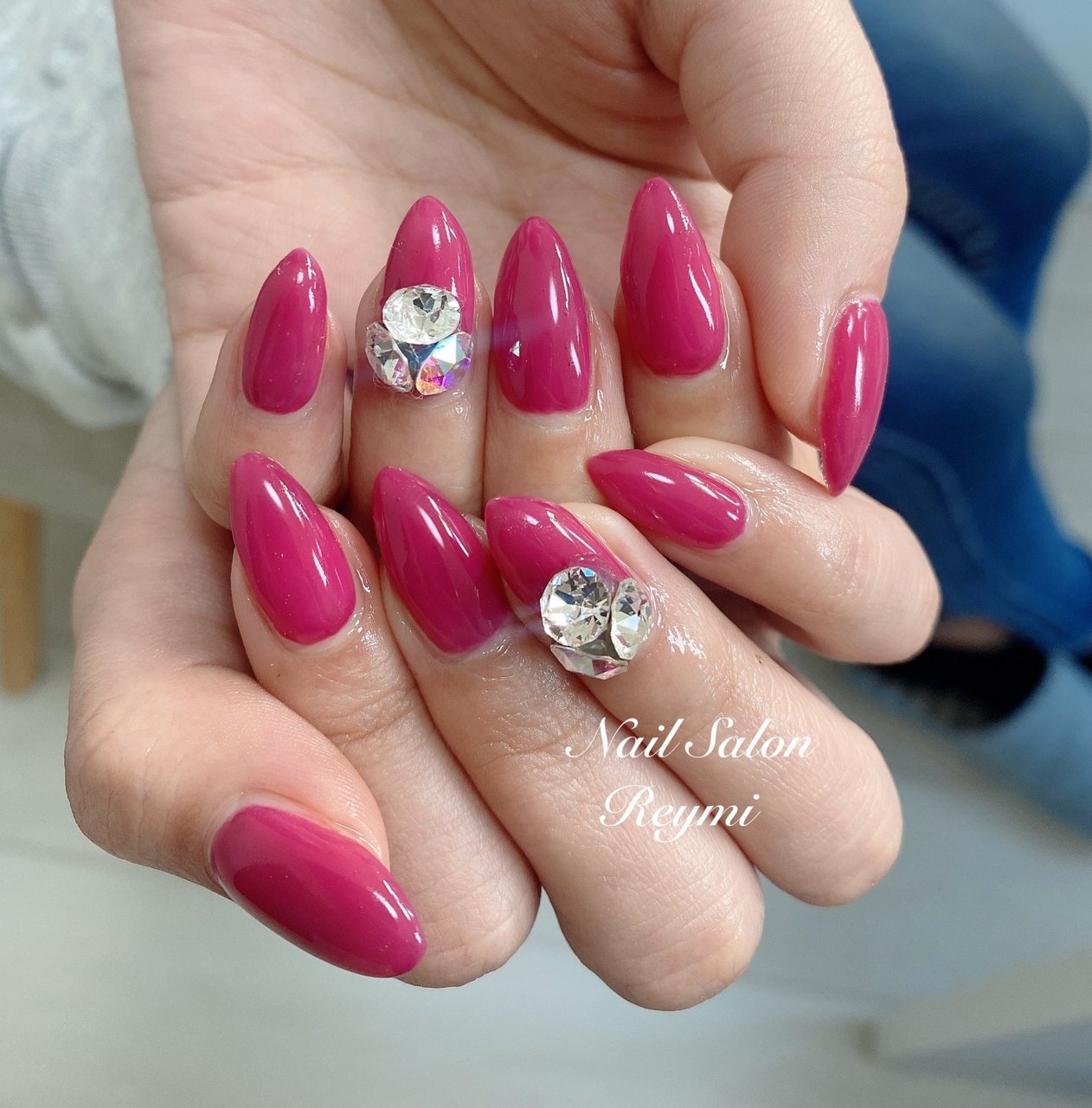 オールシーズン ハンド ビジュー ワンカラー ロング Honozou0122のネイルデザイン No ネイルブック