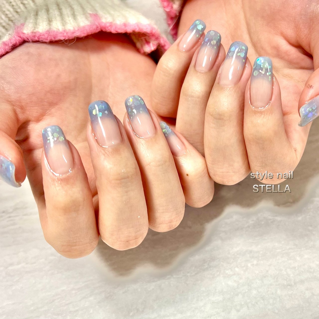 オールシーズン ハンド シンプル フレンチ ホログラム Style Nail Stellaのネイルデザイン No ネイルブック